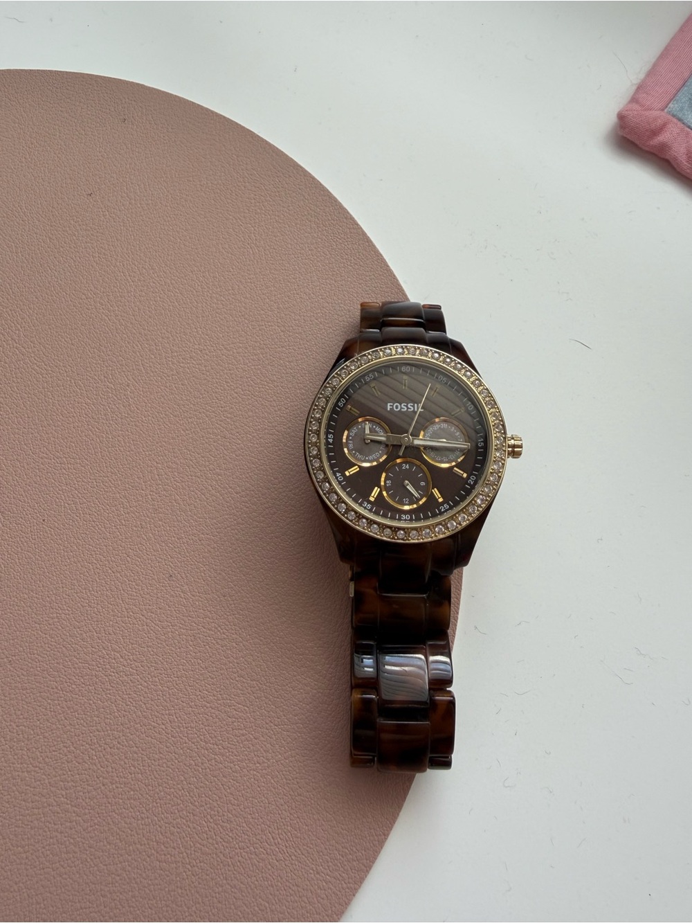 Fossil Women's Brown Tortoiseshell Watch with Gold Accents